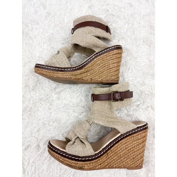 Anthropologie Schuler and Sons Philadelphia Platform Wedge Canvas Sandals 8 - Picture 3 of 6